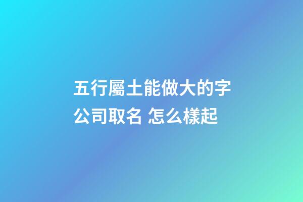 五行屬土能做大的字公司取名 怎么樣起-第1張-公司起名-玄機派
